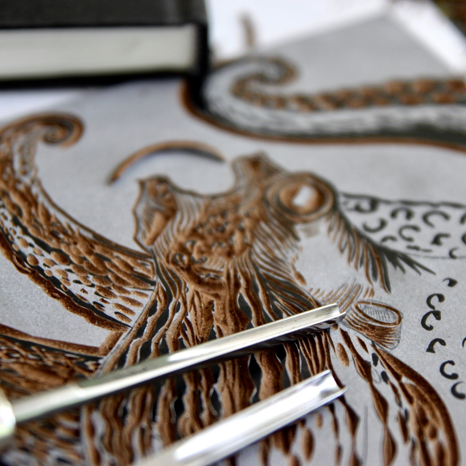Rondin en bois imprimé artisanalement, le renne - Linogravure, tampons  artisanaux, gravure sur bois Beletteprint